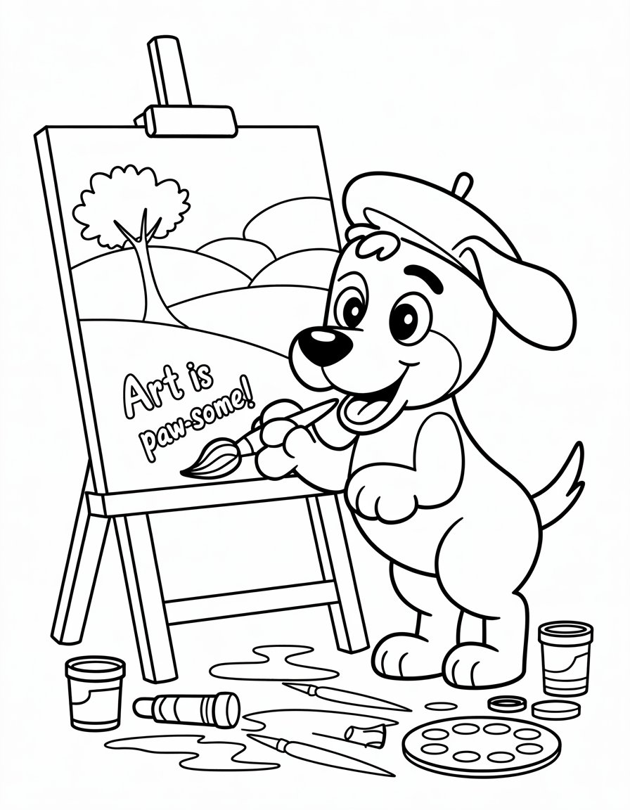 Artist Dog Painting